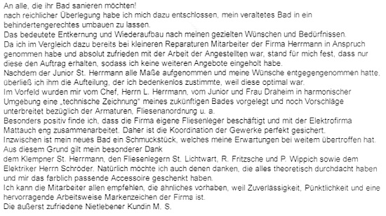 Referenz Firma Lutz Herrmann - Badgestaltung Halle (Saale)
